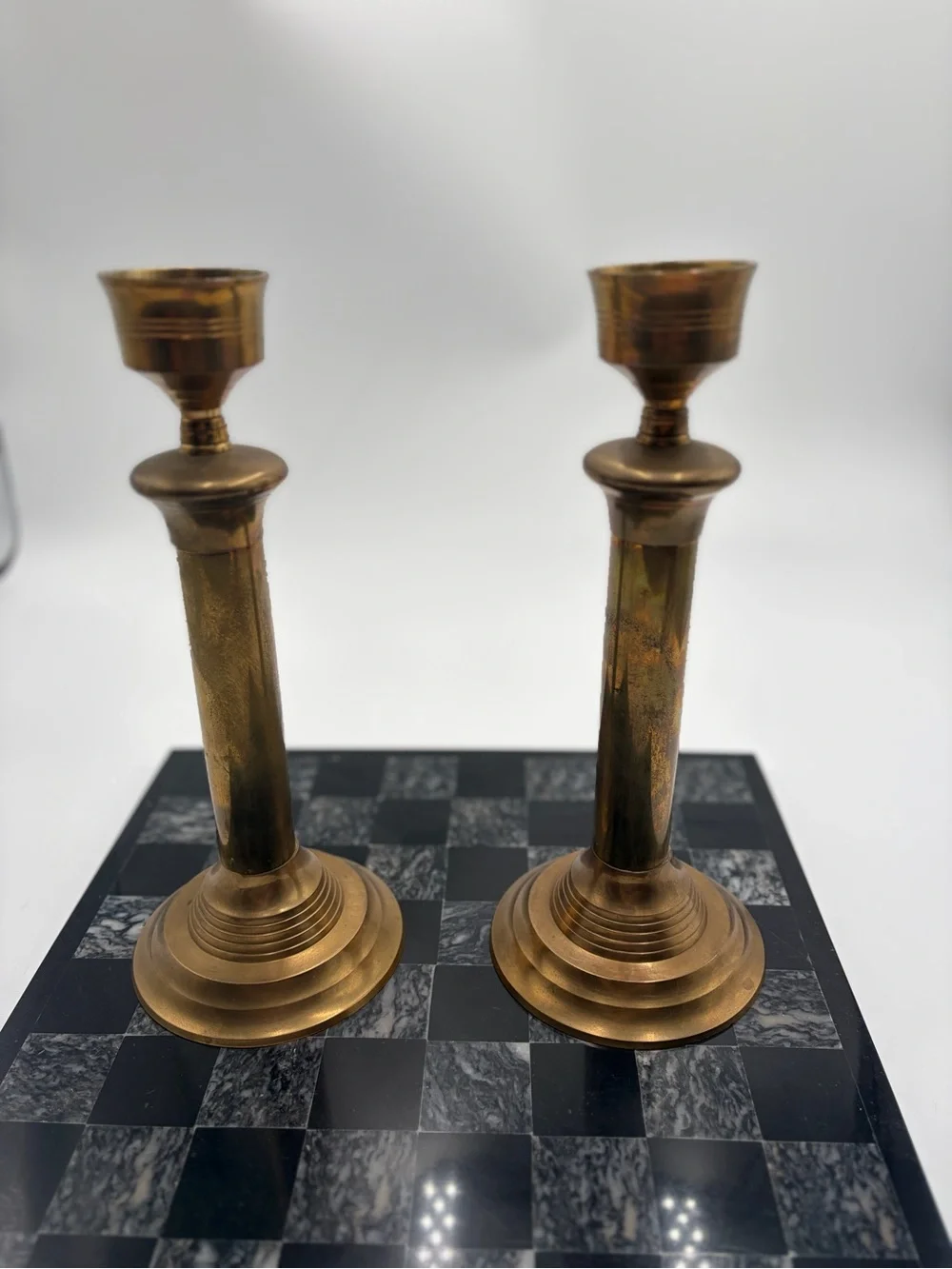 Vintage Hosley Solid Brass Candlestick Holders Set of 2 | Made in India